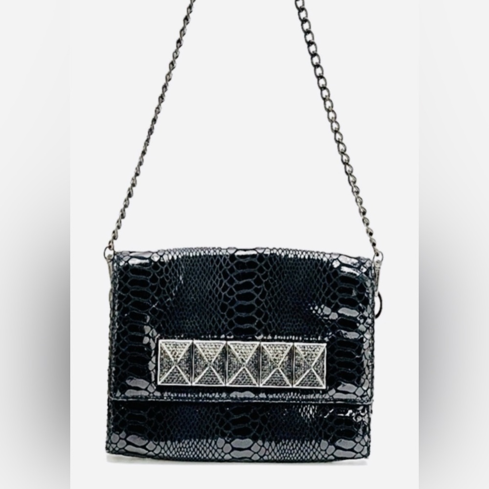 Michael Kors Black Snakeskin Chain Shoulder Bag